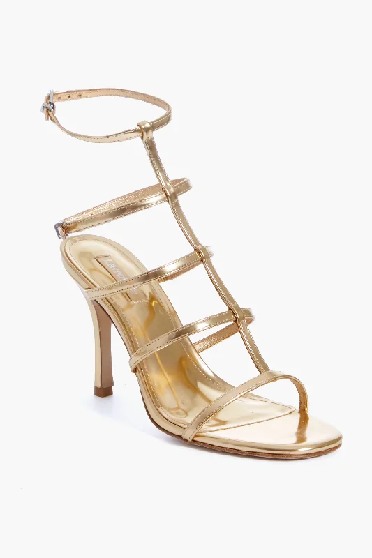 Trendy sandals for casual wear with woven straps for a natural look -Gold Specchio Serena Sandals