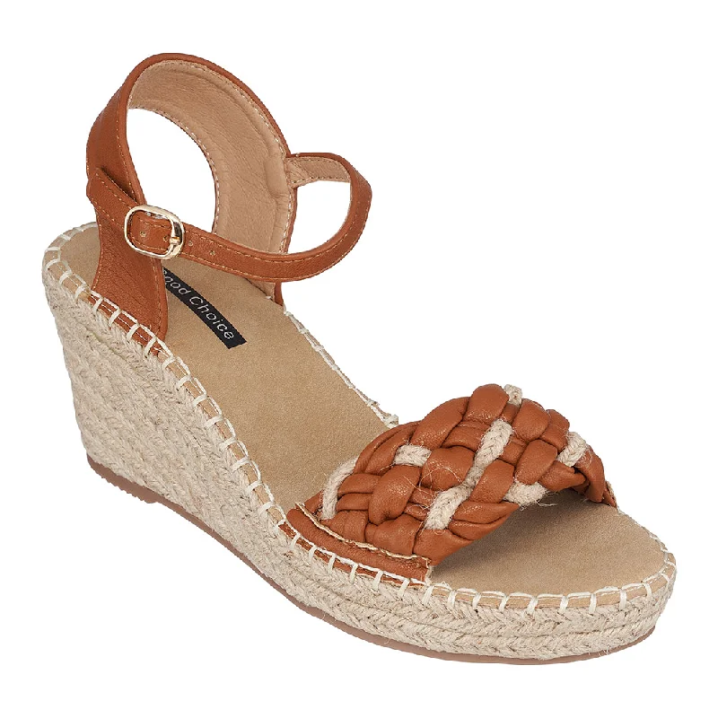 Sandals for women with adjustable heel straps for a secure and customizable fit -Cati Tan Espadrille Wedge Sandals