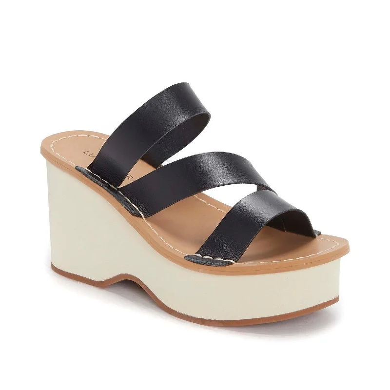 Sandals for women with padded footbeds for extra cushioning -Lucky Brand Womens Mimya Leather Open Toe Wedge Sandals