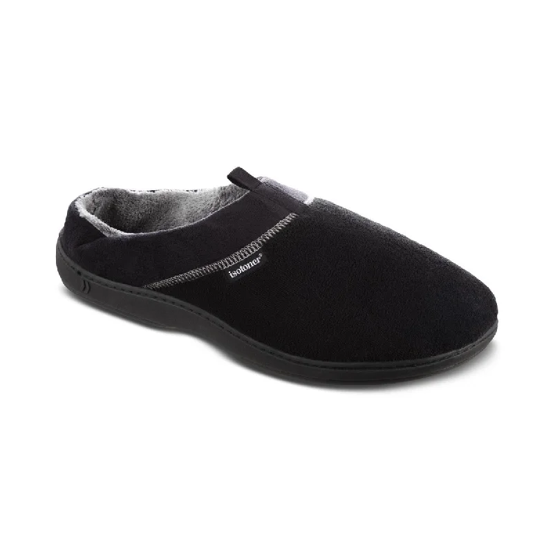 slippers for post-operative use-Isotoner Mens Jared Fleece Slip On Slide Slippers