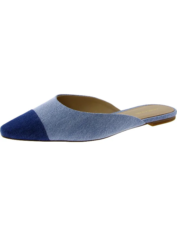 slippers for reducing foot swelling-Carlotta Womens Denim Slip On Mules