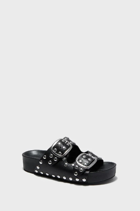 Comfortable sandals for everyday outdoor use -Black with Silver Studs Jack Sandals