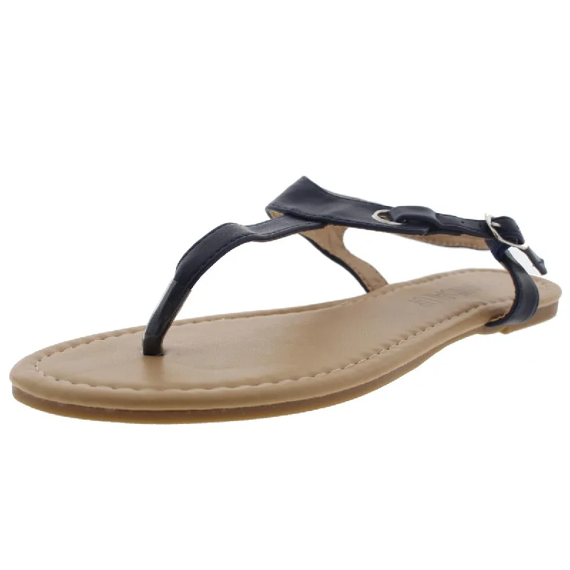 Comfortable sandals for long travel days with supportive footbeds -Sandalup Womens Claire Buckled Thong Flat Sandals