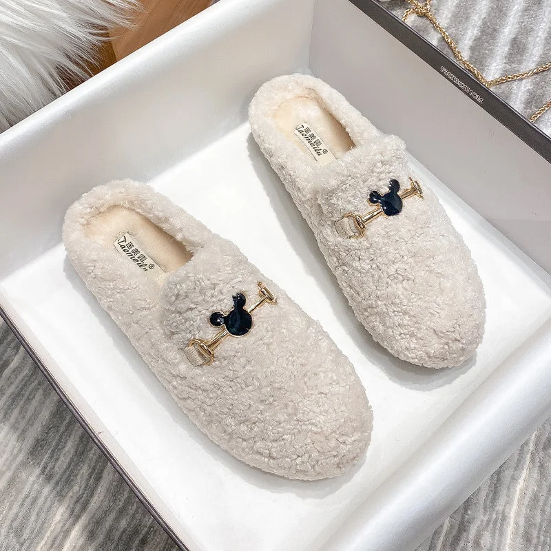 slippers for managing foot fatigue-Women Stylish Casual Comfort Winter Fur Slippers