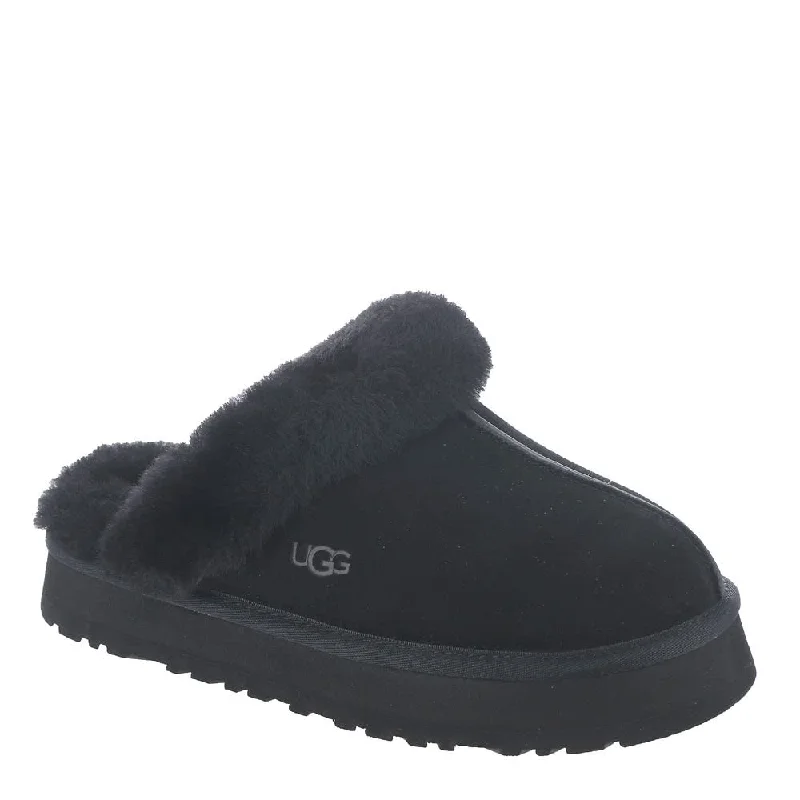 slippers for elderly with orthopedic support-Women's Shoes UGG DISQUETTE Platform Sheepskin & Suede Slippers 1122550 BLACK