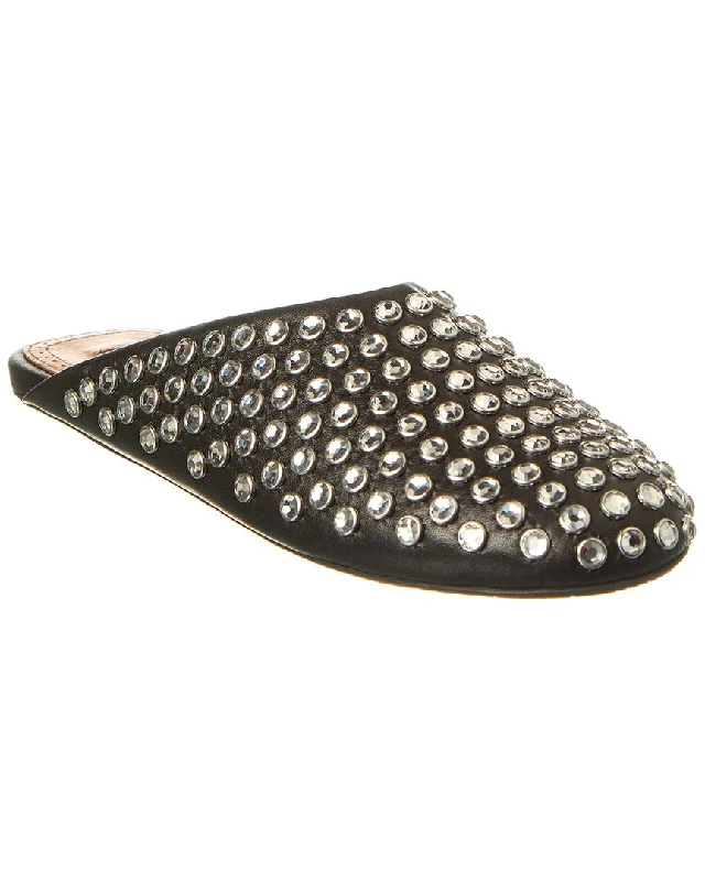 slippers for extra warmth in cold months-ALAIA Studded Leather Mule