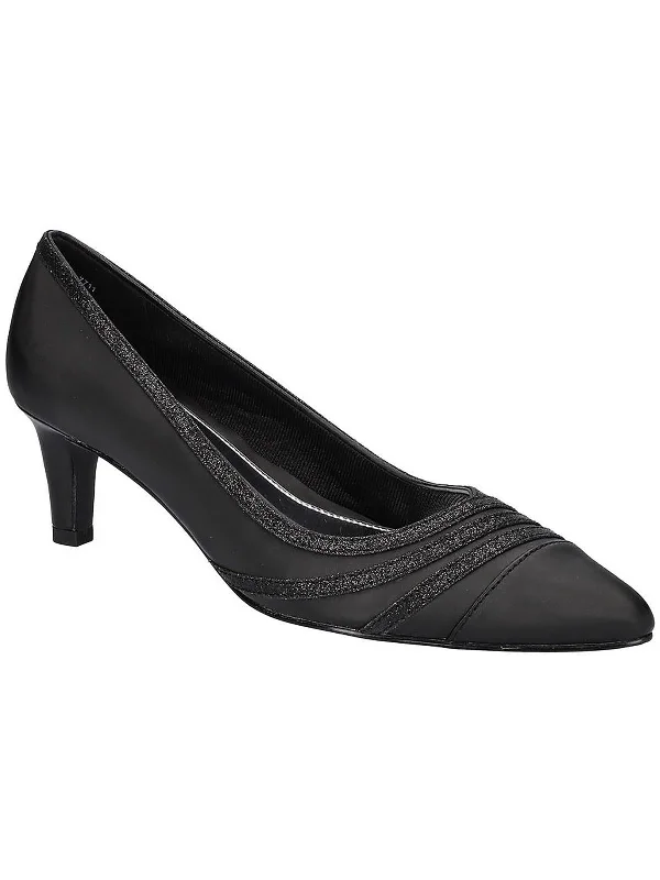 Nobel Womens Satin Glitter Pumps