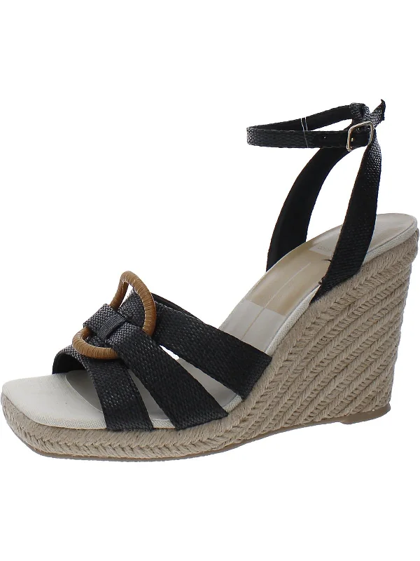 Espadrille Womens Woven Ankle Strap Pumps