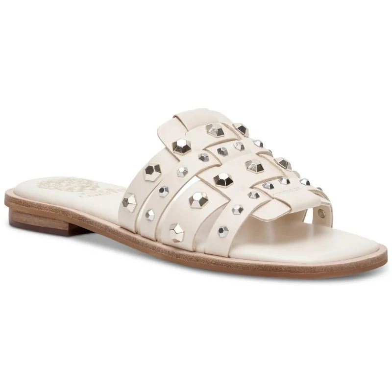 Sandals for women with adjustable foot straps for the perfect fit -Vince Camuto Womens Neverna Leather Studded Slide Sandals