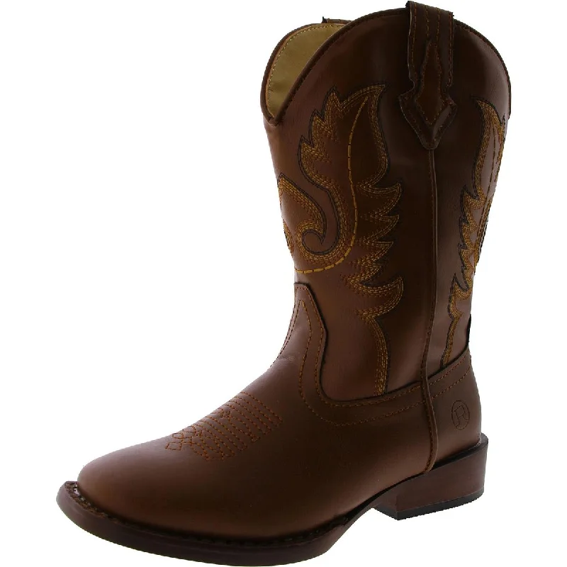 boots for working on construction sites-Roper Girls Texsis Faux Leather Cowboy, Western Boots