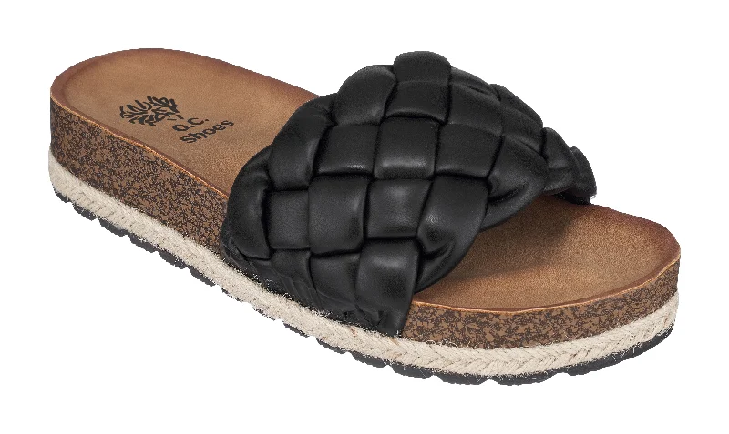 Stylish sandals for women with chunky soles for a trendy look -Lesley Black Footbed Sandals