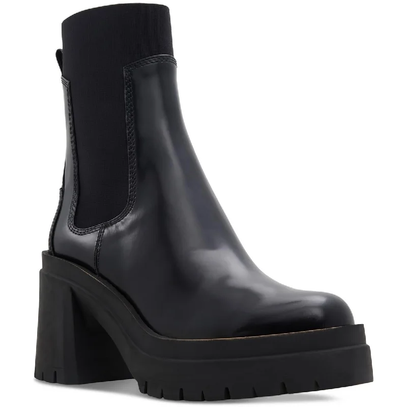 boots with warm wool lining for extra comfort-Aldo Womens Big Mood Leather Block Heel Mid-Calf Boots