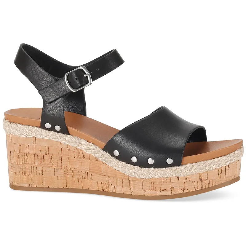 Comfortable sandals for travel with lightweight construction -Style & Co. Womens Laceyy Faux Leather Ankle Strap Wedge Sandals