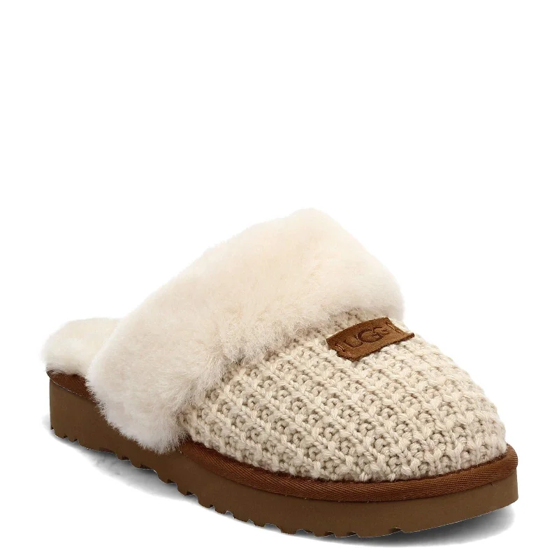 slippers for people with foot issues-Women's Shoes UGG COZY Knit Platform Slide Slippers 1117659 CREAM