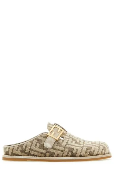 slippers for plantar fasciitis-FENDI Chic Monogram Raffia Slippers