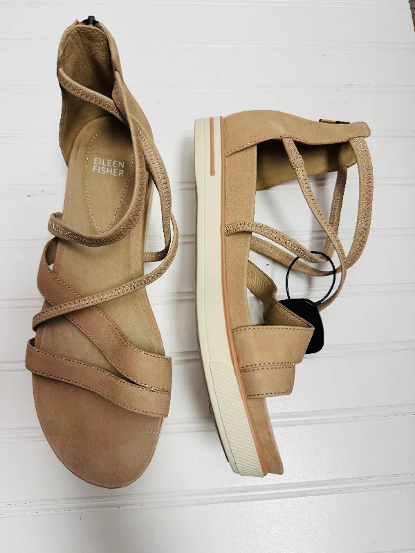 Elegant flats for wedding guest -Sandals Flats By Eileen Fisher In Tan, Size: 10