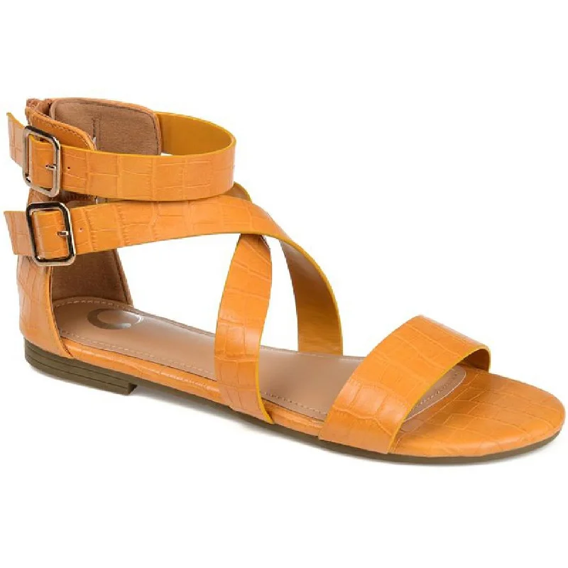 Sandals for women with a sporty design for active wear -Journee Collection Womens Lanelle Faux Leather Ankle Strap Gladiator Sandals