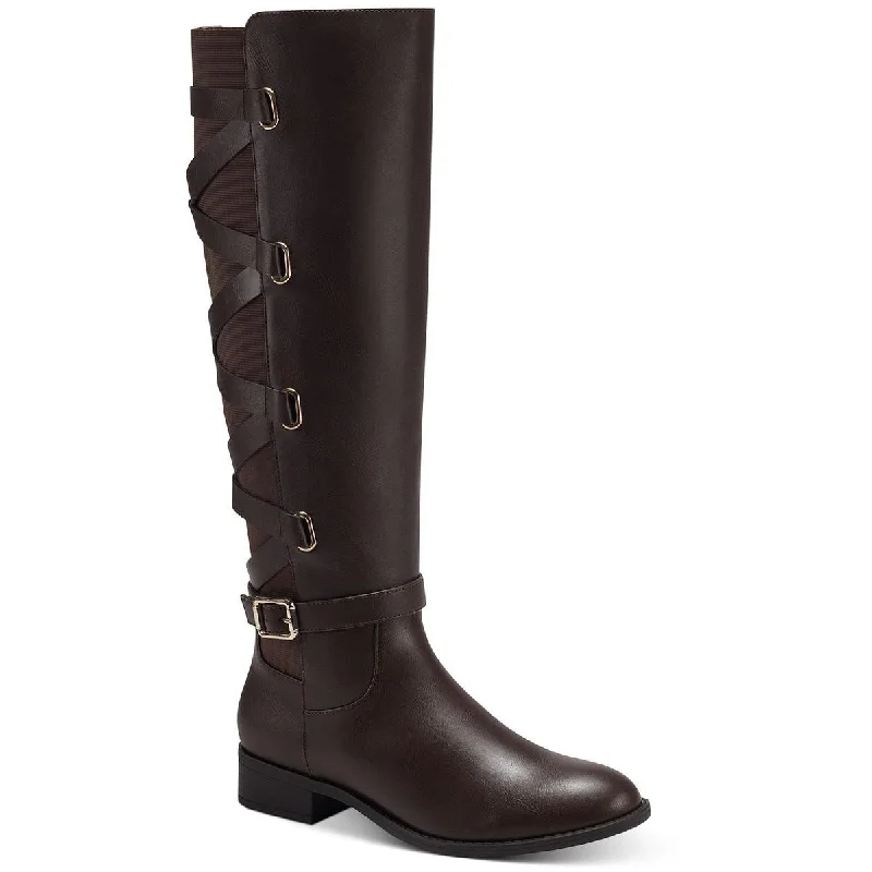 boots with waterproof design for winter wear-Thalia Sodi Womens Veronika Faux Leather Tall Riding Boots