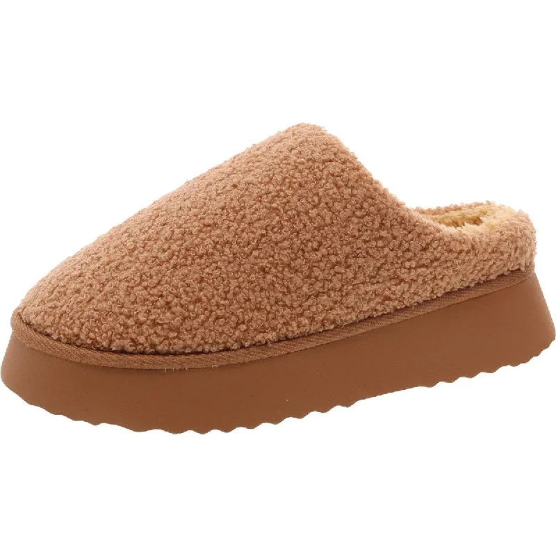 slippers for those who stand on their feet all day-Mia Womens Icee French Terry Faux Fur Slide Slippers