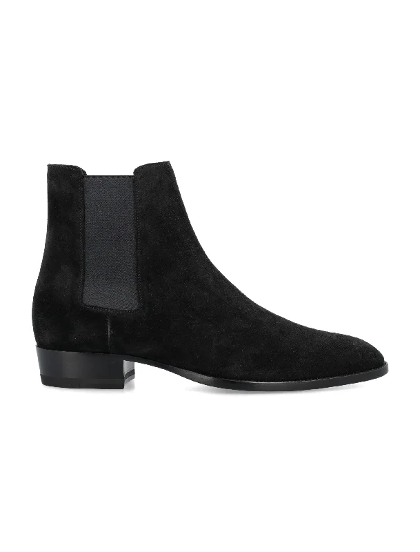 boots with extra padding for foot comfort-SAINT LAURENT Luxury Suede Chelsea Boots with 30mm Heel