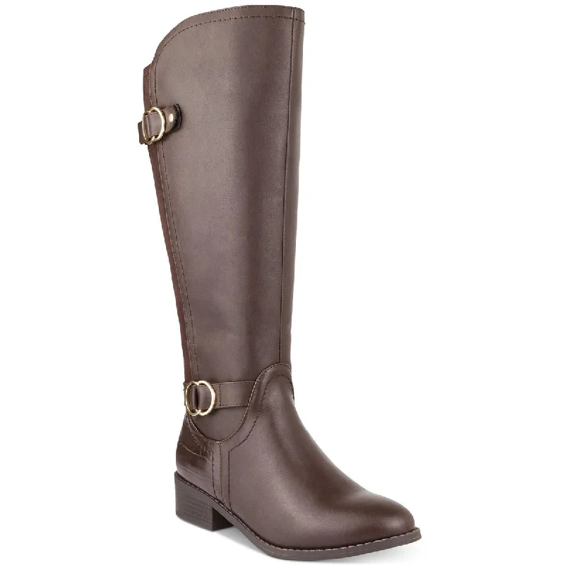 boots for winter adventures in harsh climates-Karen Scott Womens Leandraa Faux Leather Tall Knee-High Boots