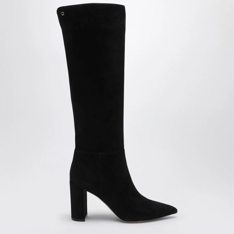 boots for trekking in the mountains-GIANVITO ROSSI Knee-High Pointed High Heeled Boot