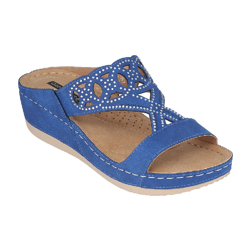 Comfortable sandals for women with extra arch support for better posture -Ganni Blue Wedge Sandals