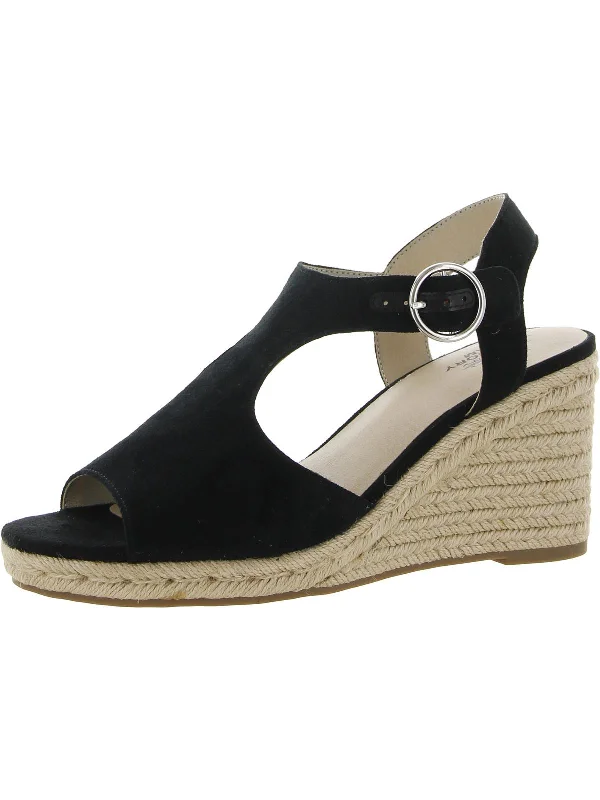 Tersa Womens Faux Suede Ankle Strap Wedge Heels