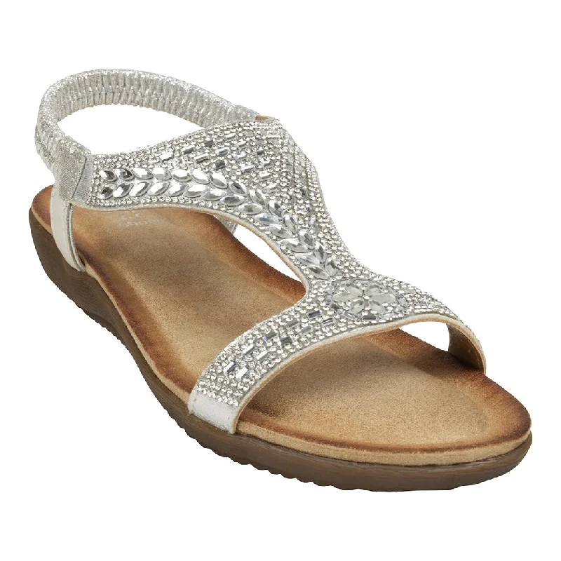 Sandals for women with a modern twist on classic designs -Wynn Silver Embellished Slingback Flat Sandals