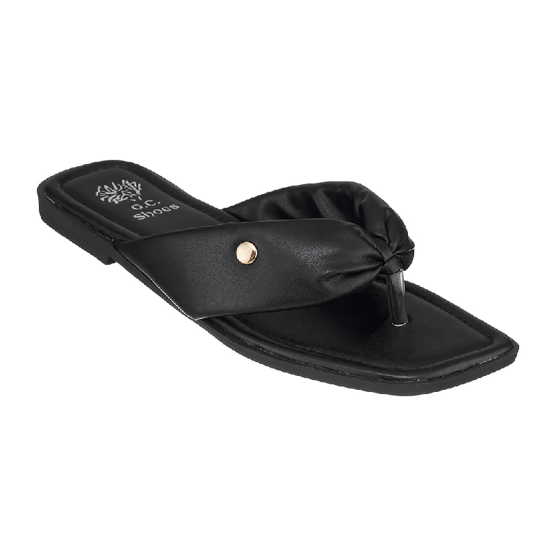 Comfortable sandals for women with open-toe designs for added ventilation -Reid Black Flat Sandals