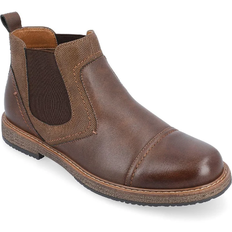 boots for preventing slipping on icy paths-Vance Co. Mens Lancaster Faux Leather Comfort Insole Chelsea Boots