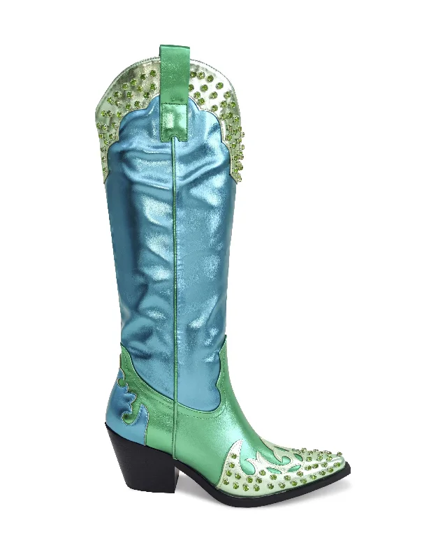 boots for extreme cold with adjustable fit-KNOX-BLUEMULTI MIXED METALLIC WESTERN BOOT