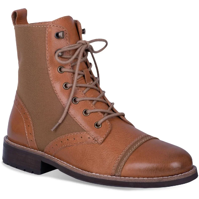 boots for protection from snow and ice-Dingo Mens Andy Leather Cap Toe Combat & Lace-up Boots