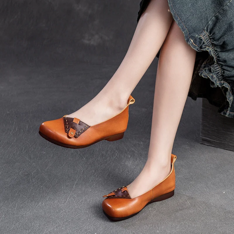 Stylish flats shoes for everyday wear with simple yet elegant design -Women Casual Soft Leather Flats Shoes