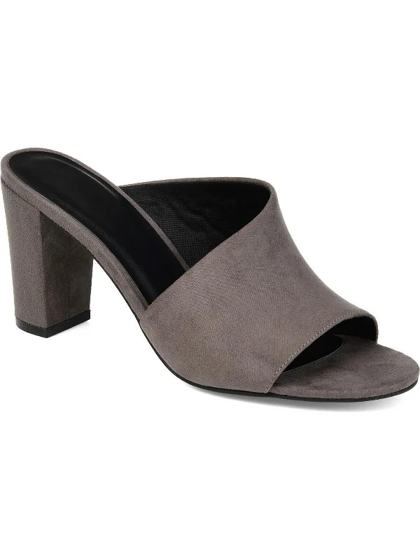 Womens Faux Suede Open Toe Mules