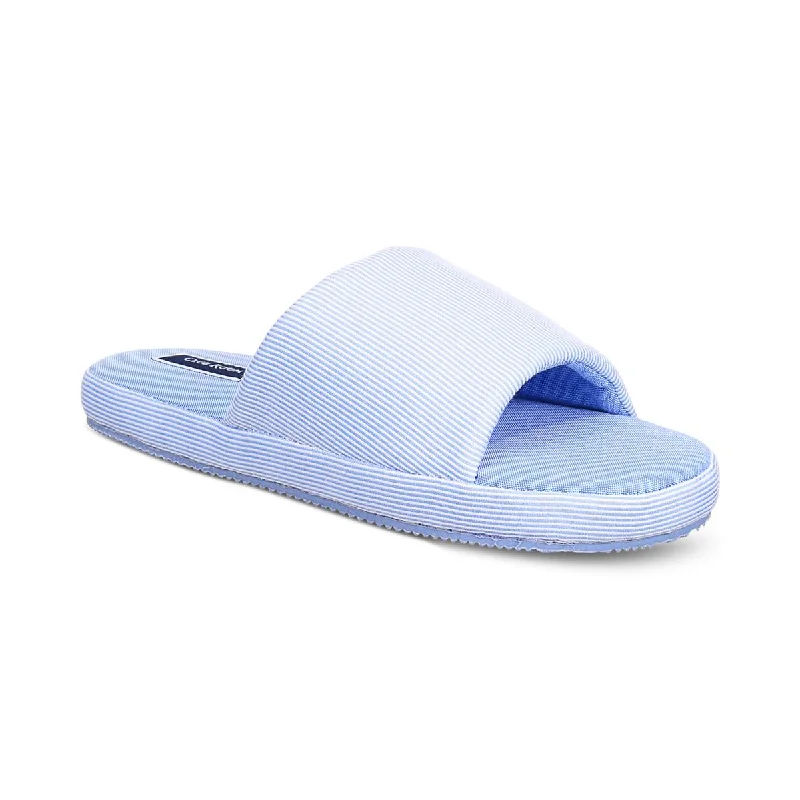 slippers with adjustable fit-Club Room Mens Indoor/Outdoor Comfort Slide Slippers