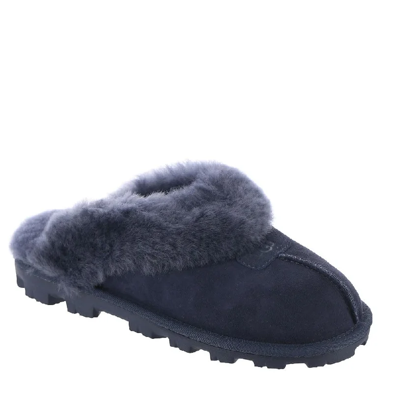 slippers for hot and cold weather-Women's Shoes UGG COQUETTE Sheepskin Slide Slippers 5125 EVE BLUE