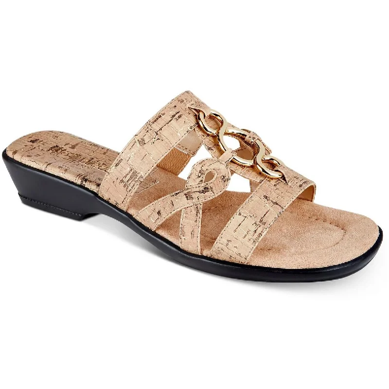 Comfortable sandals for women with padded straps for extra comfort -Easy Street Womens Torrid Cork Square Toe Heel Sandals