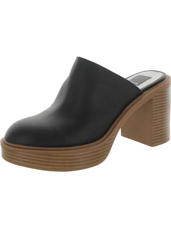 Womens Faux Leather Slip On Mules