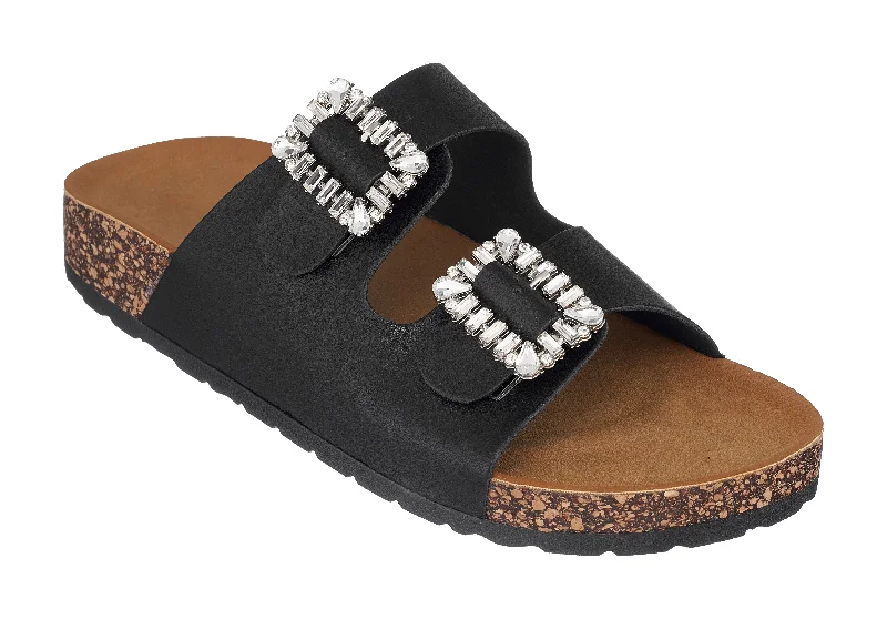 Sandals for women with a modern twist on classic designs -Claudia Black Footbed Sandals