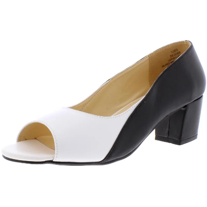 Lena Womens Leather Colorblock Pumps