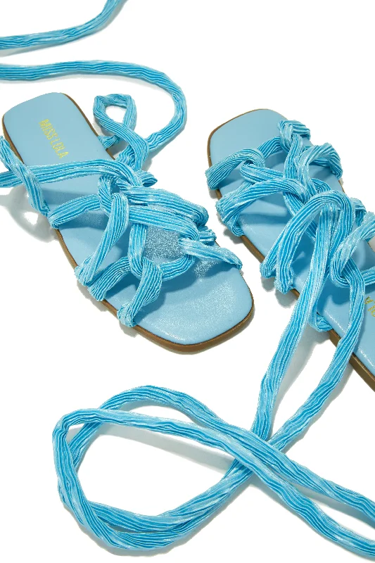 Comfortable sandals for women with flexible soles for maximum comfort -Bora Bora Lace Up Sandals - Blue