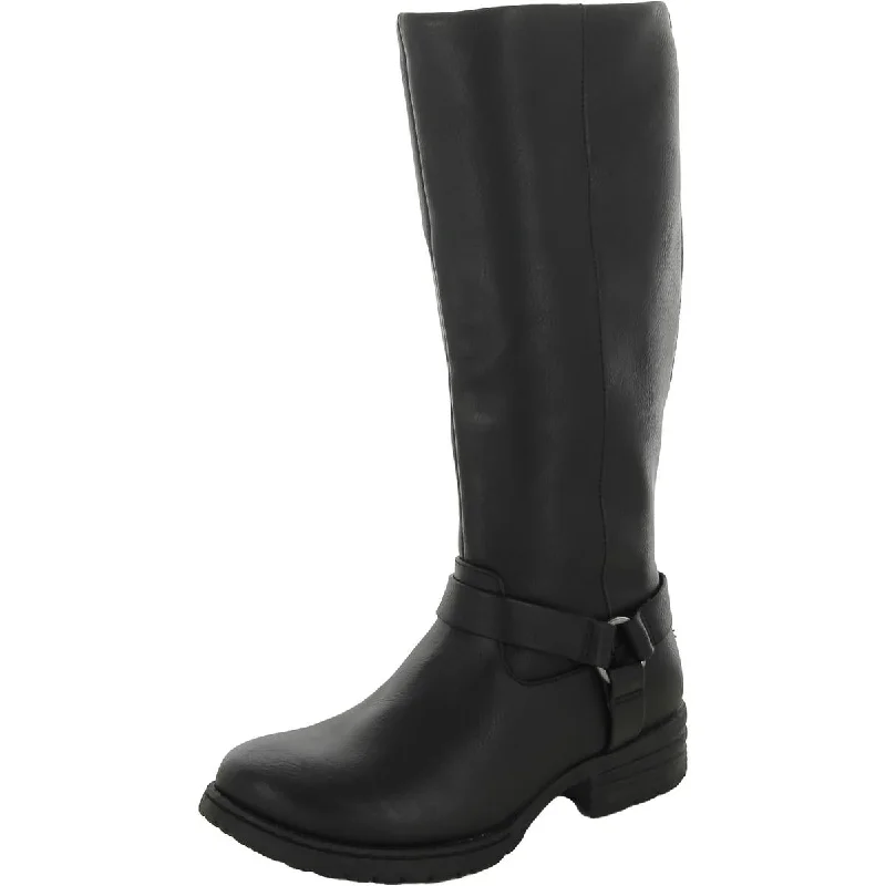 boots for comfort and warmth in winter-B.O.C. Womens CHESNEY Almond Toe Faux Leather Thigh-High Boots