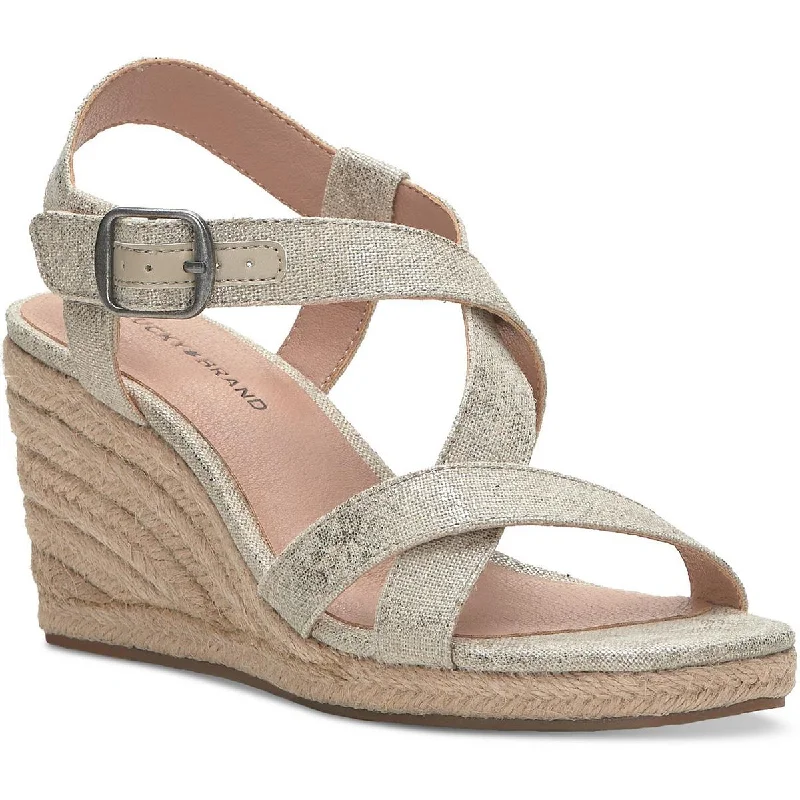 Comfortable sandals for women with breathable straps for airflow -Lucky Brand Womens Mytila Criss-Cross Open Toe Wedge Sandals