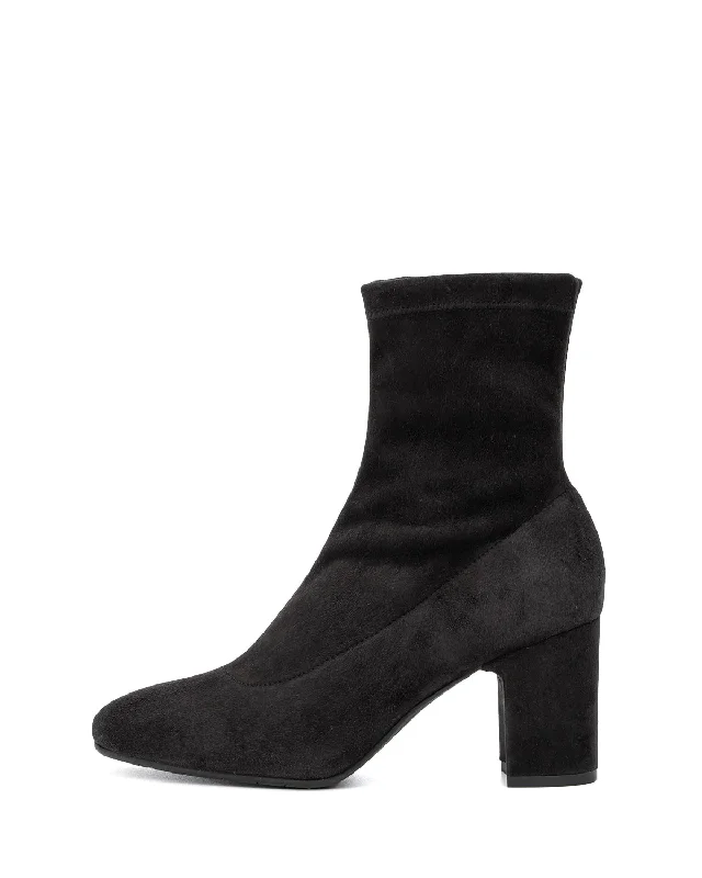 insulated boots for extreme cold-Briana Stretch Suede Bootie | Anthracite