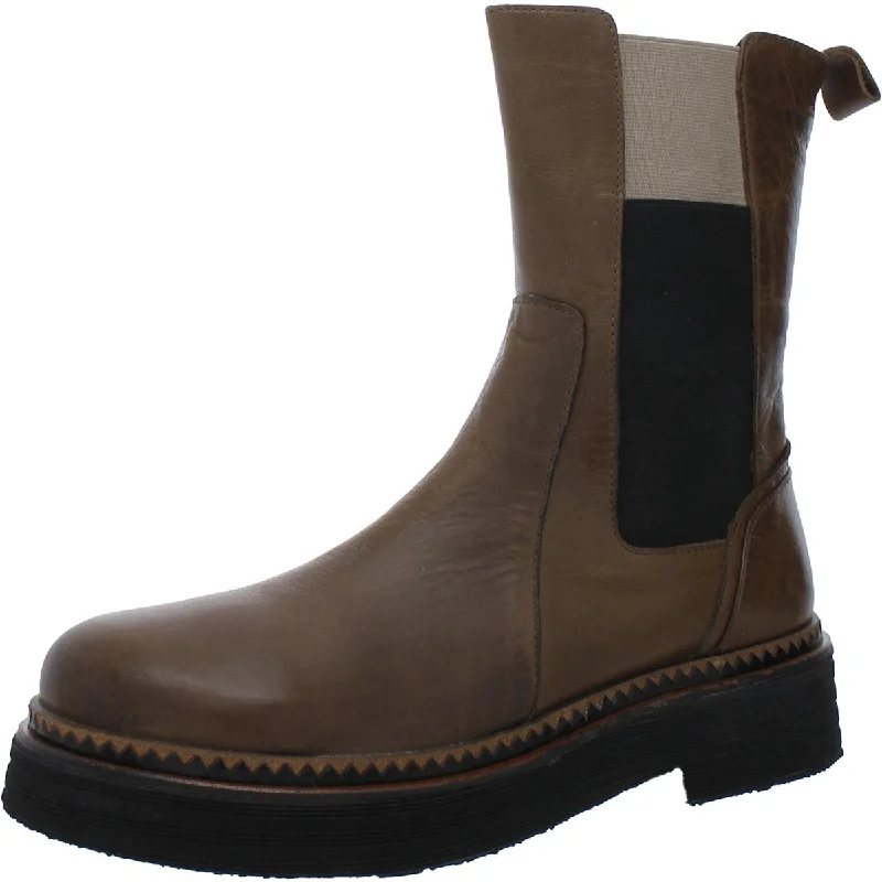 boots for casual, everyday winter wear-Bueno Mens Gizelle Leather Round Toe Wedge Boots