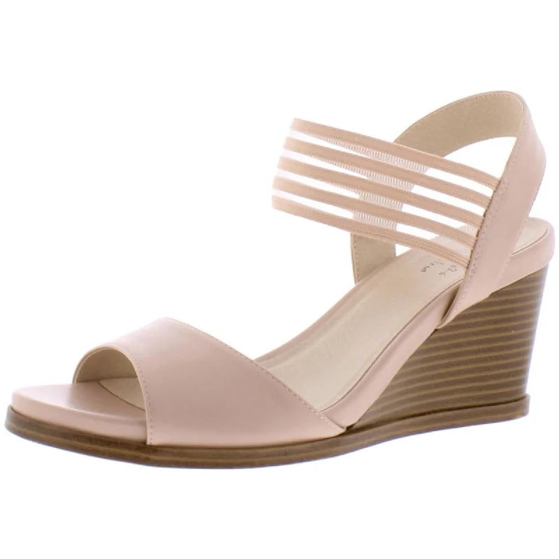 Trendy sandals with buckle accents for added detail and style -LifeStride Womens Blaze Faux Leather Dressy Wedge Sandals