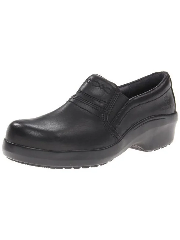 slip-on slippers for women-Womens Leather Steel Toe Clogs