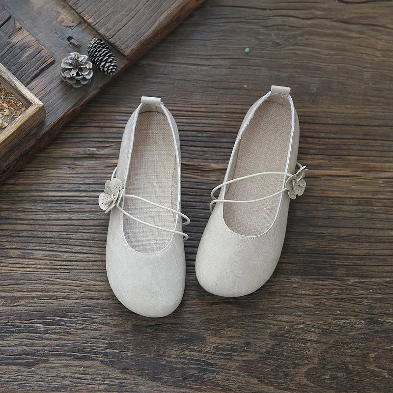 Comfortable ballet flats shoes for all-day wear -Women Retro Soft Handmade Casual Flats