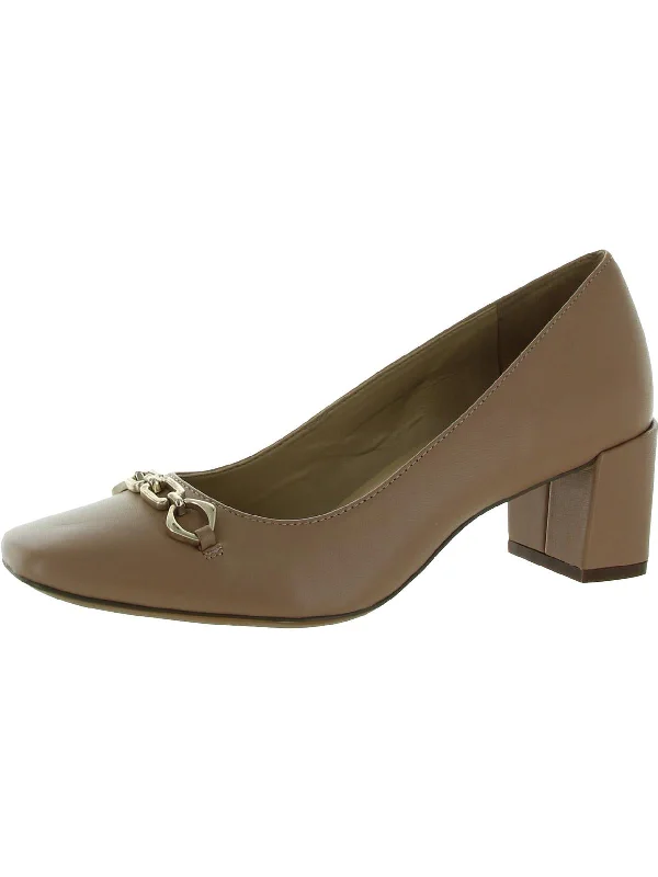 Kyla Womens Leather Square Toe Pumps